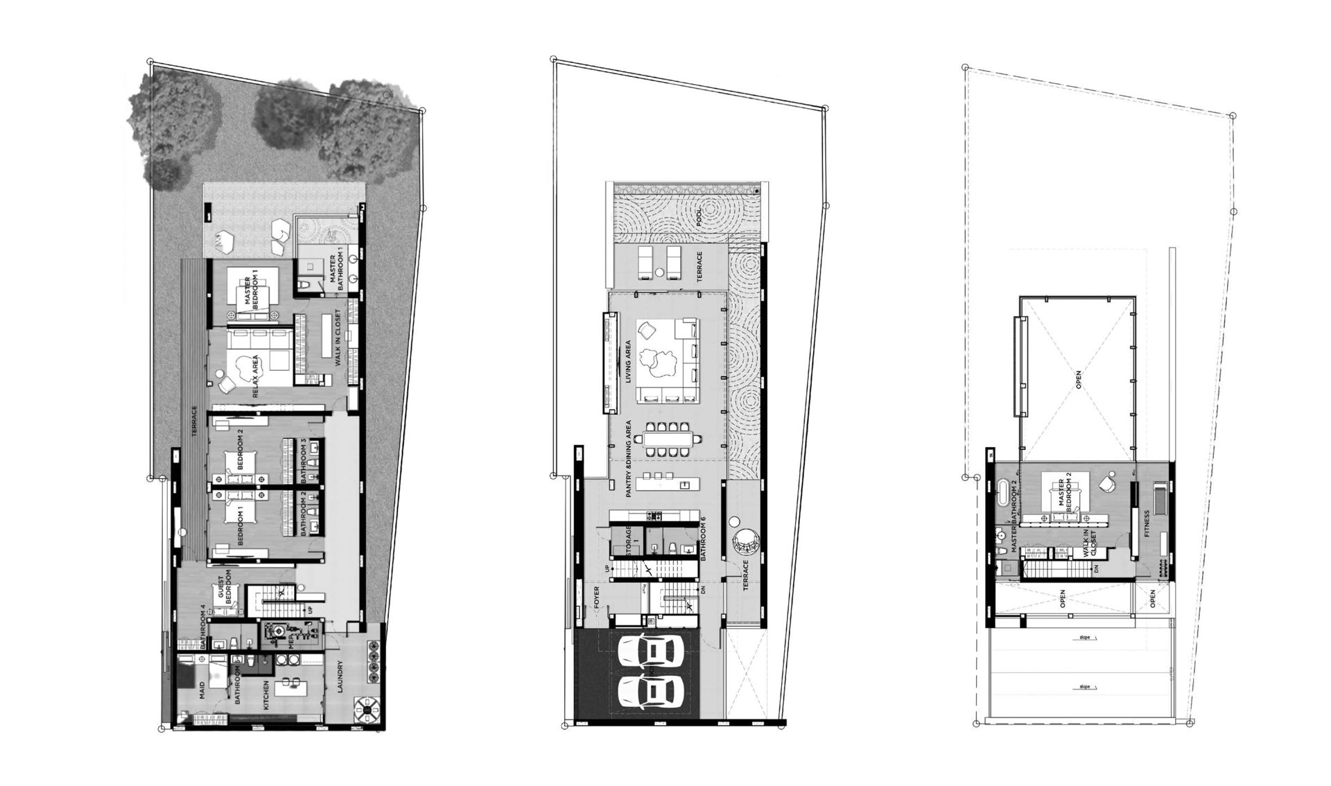 Villa floor plan, 6 bedrooms in Sea Theatre Rawai No. 11008